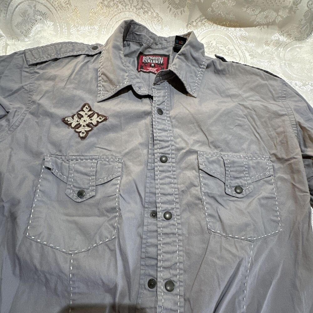 Rock & Roll Cowboy Western Shirt Long Sleeve Button Up Size M